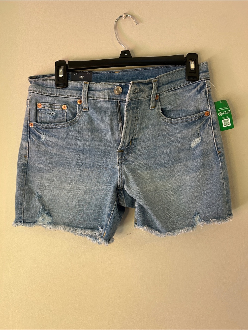 GAP Light Blue Distressed Cutoff Denim Shorts